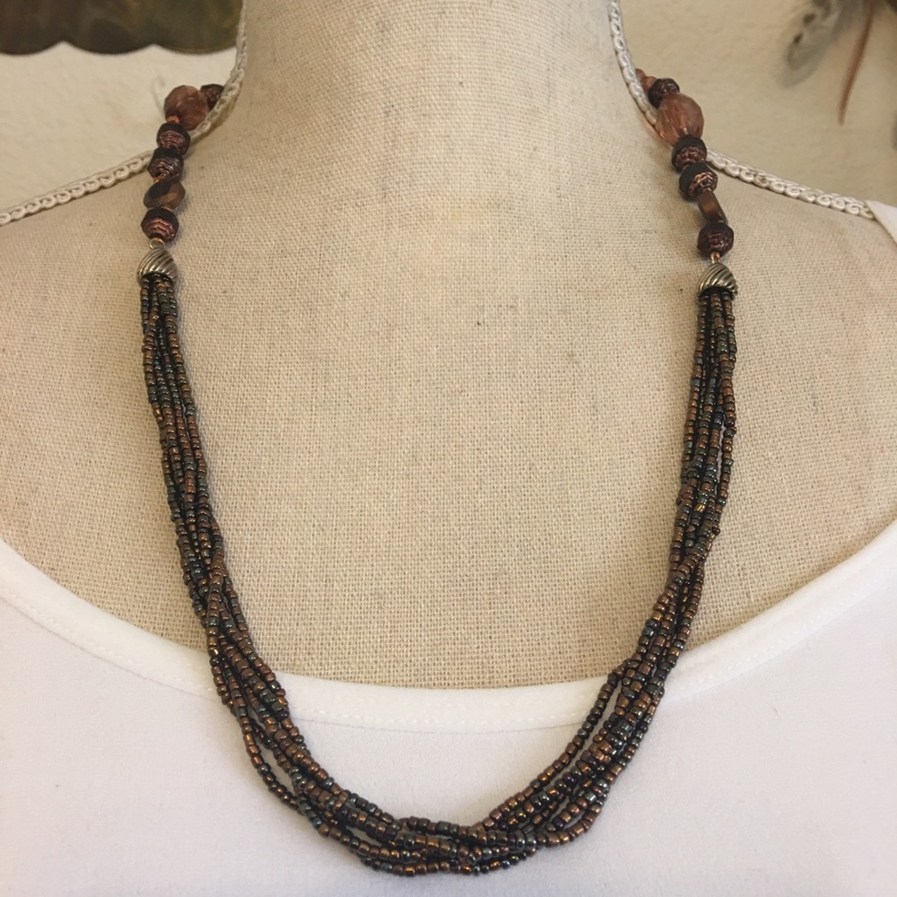 Vintage Liz Claiborne beaded toggle clasp necklace
